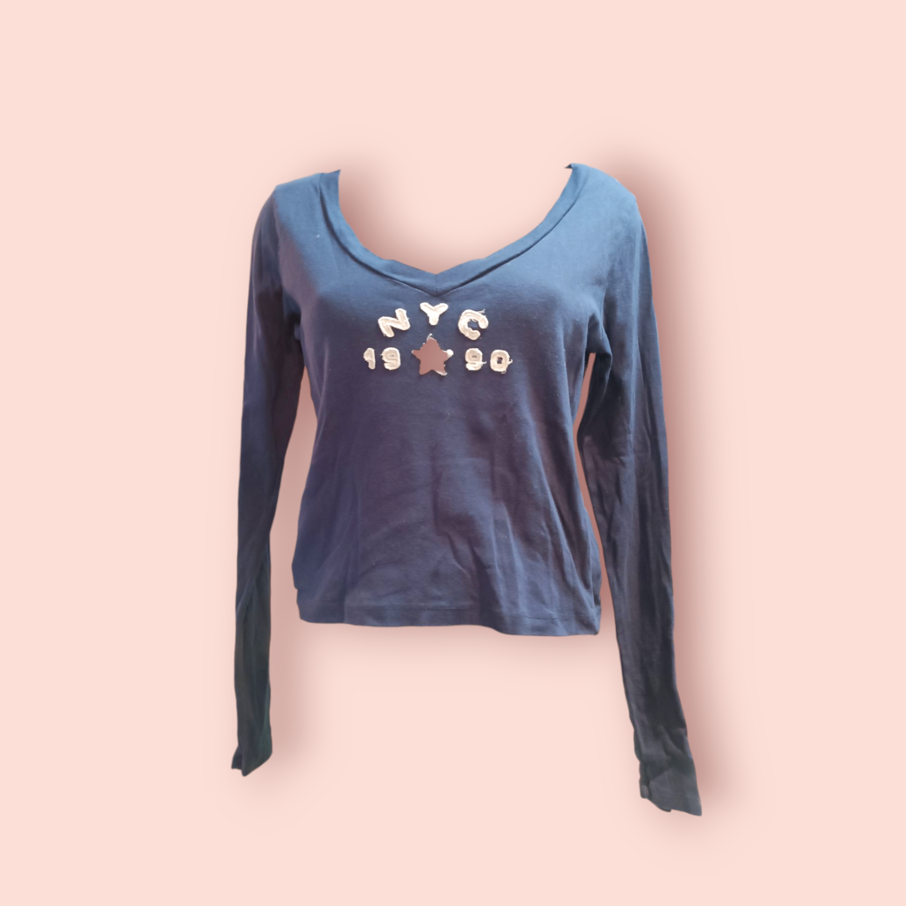 Urban Outfitters Langarmlig Shirt XL Blau mit NYC 1990 Schriftzug