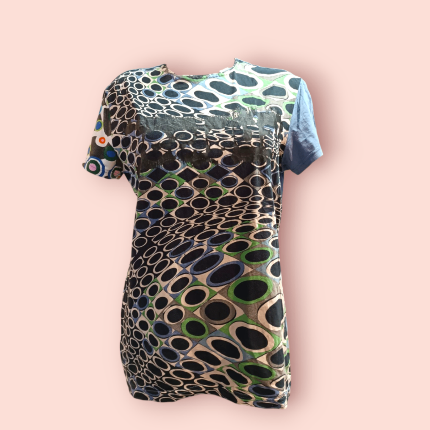 Desigual T-Shirt M Schwarz, Blau, Grün, Weiß