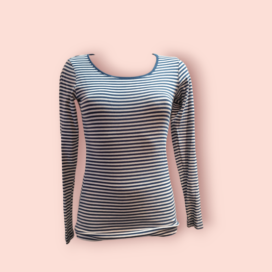 LOGG Langarmshirt M Blau und Weiß gestreift