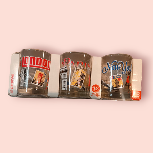 Cerve Trinkglas-Set Transparent mit bunten Aufschriften