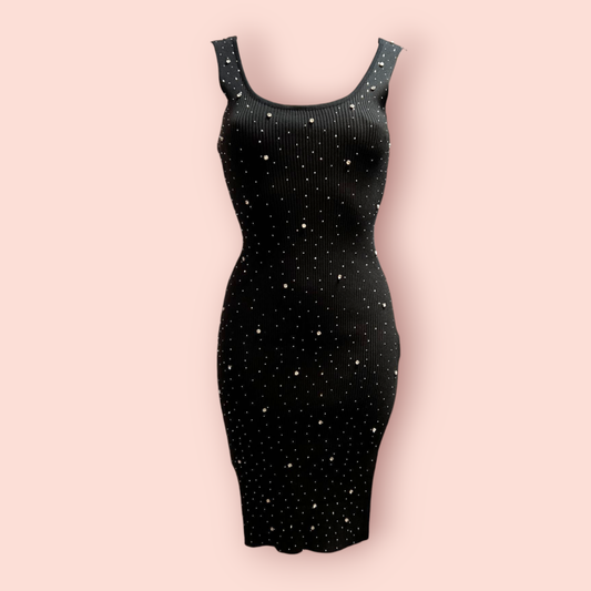 New Trendy Kleid S Schwarz mit weißen Perlen