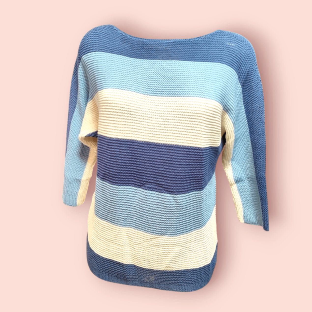 Janina Strickpullover S Blau, Creme, Dunkelblau