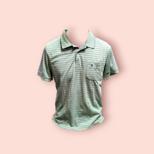 Greenfield Poloshirt M Grün gestreift