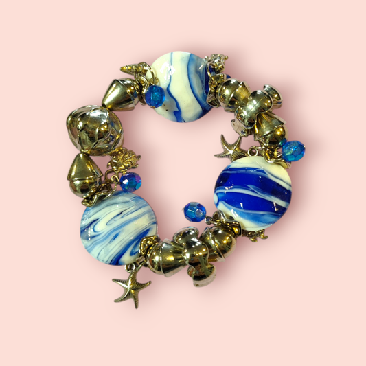 Armband Blau, Silber, Weiß