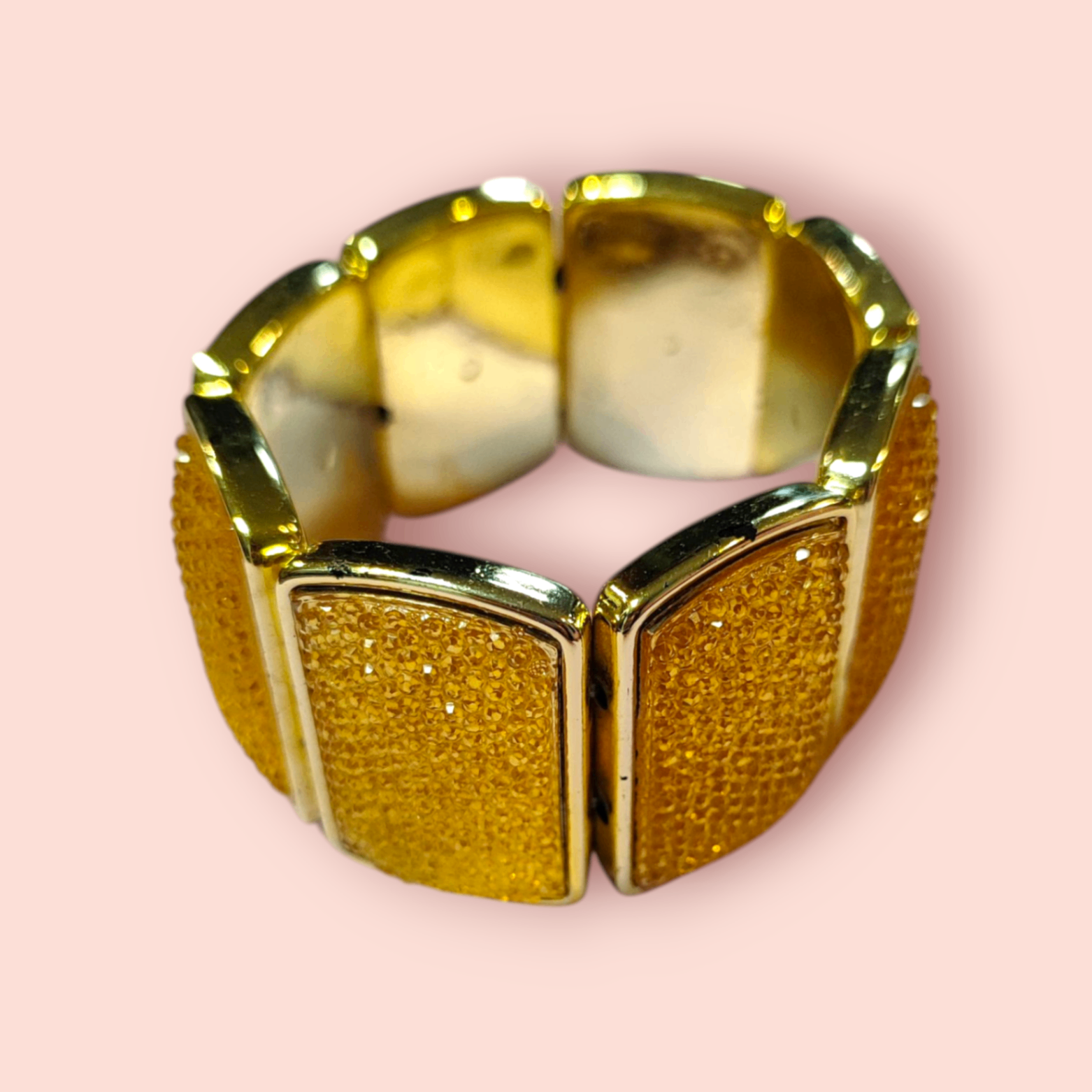 Armreif Gold mit gelbem Glitzerstein