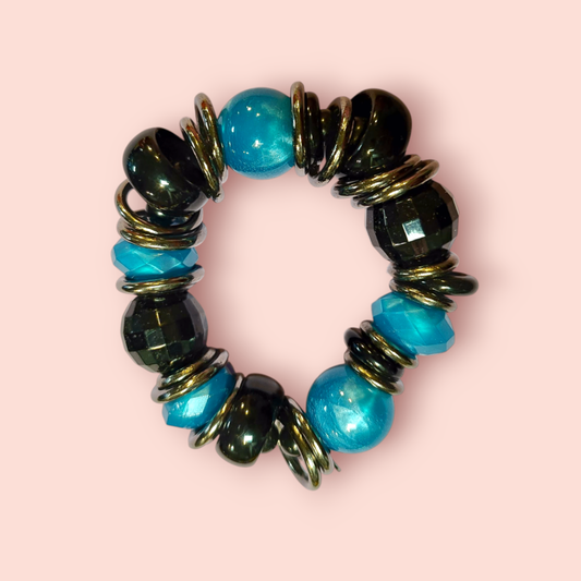 Armband Blau, Schwarz, Silber