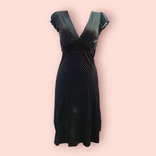 Sandro Ferrone Abendkleid Schwarz mit weißen Punkten