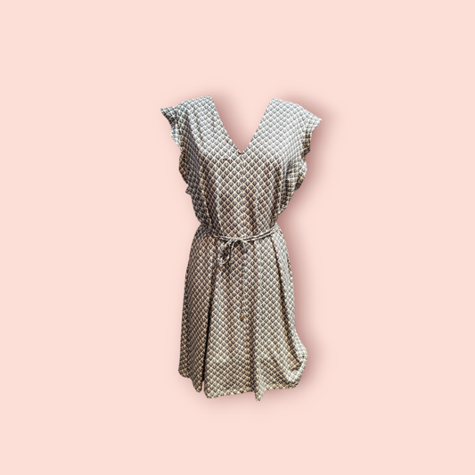 H&M Kleid XL Beige, Schwarz