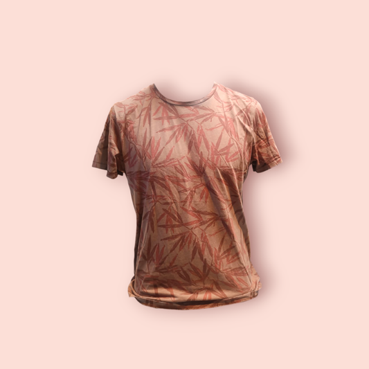 Joop! T-Shirt L Beige mit braunen Blättermuster
