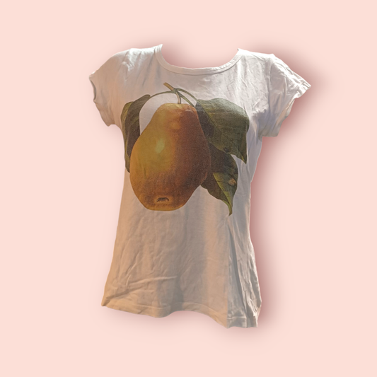 Zara Trafaluc T-Shirt M Weiß mit Birnenmotiv