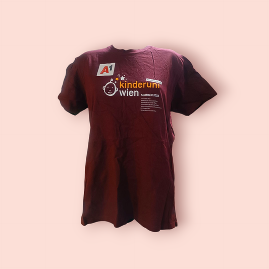 B&C Collection T-Shirt L Rot mit Kinderuni Aufschrift