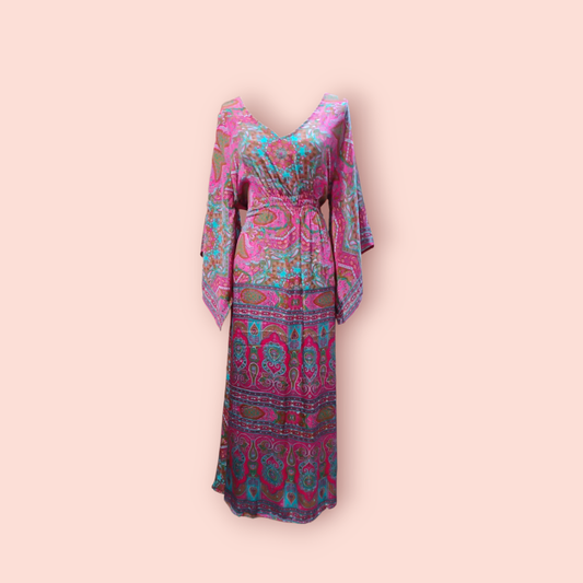 Bohoo fashion Kleid L/XL Pink, Blau, Gold, Grün