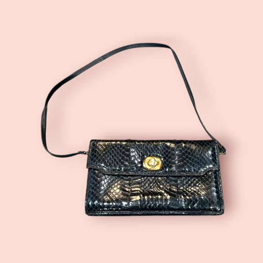 Vintage Tasche Schlangenleder Dunkelblau