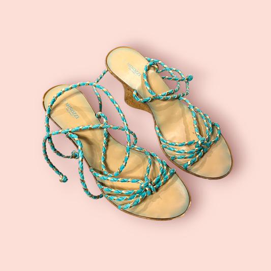 Minozzi Sandalen 39 Beige und Blau