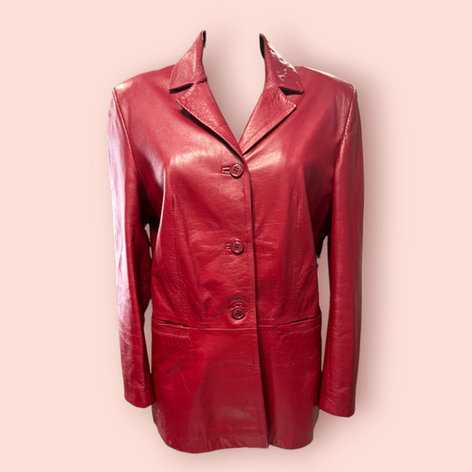 Vintage Style Lederjacke M Rot