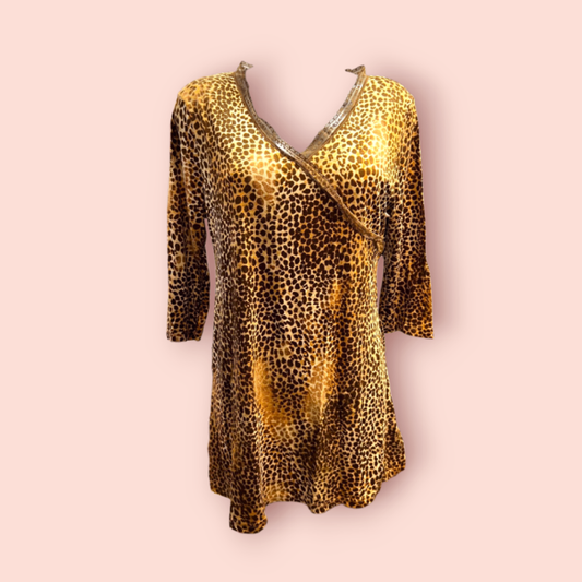Imagini Kleid M/L Beige mit braunem Leopardenmuster