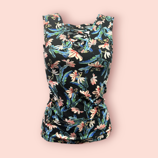 Top 36 Schwarz mit Blumenmuster