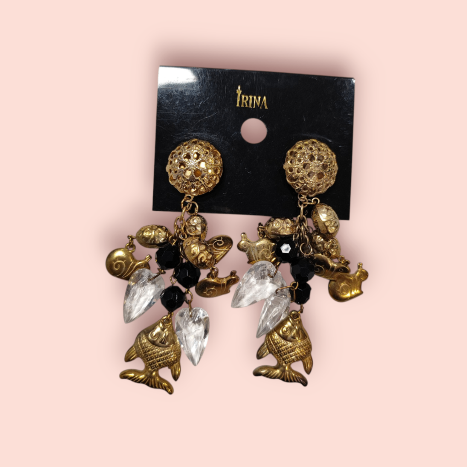 Iriana Ohrclips Gold und Transparent