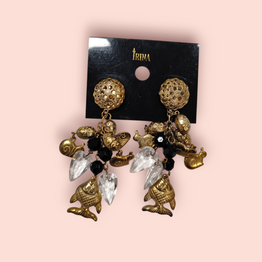 Iriana Ohrclips Gold und Transparent