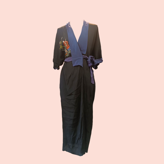 Zwieback Wien Kimono M/L Schwarz und Blau mit Bilddruck