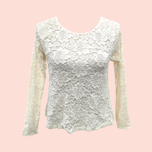 Divided H&M Top Langarm Spitze S Weiß