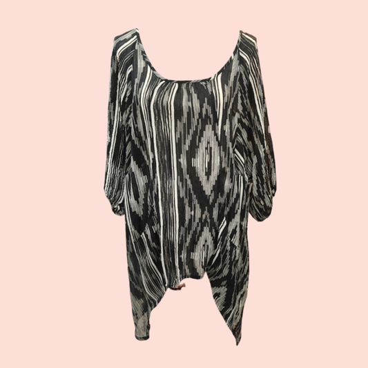 Bluse 2XL Schwarz, Weiß, Grau