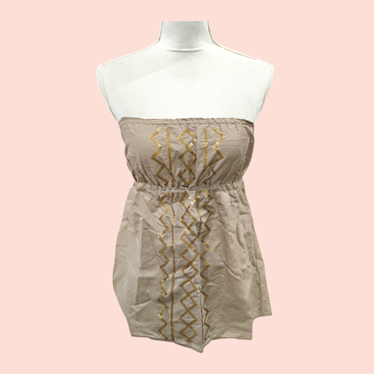Pelagiza Top trägerlos S Beige/Grau