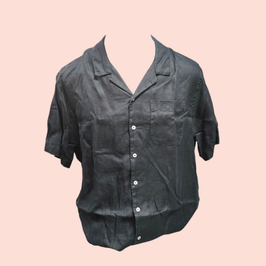 Marks & Spencer Leinenhemd XL Kurzarm Schwarz