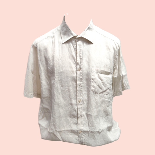 Angelo Litrico C&A Kurzarmhemd XL Leinen Weiß