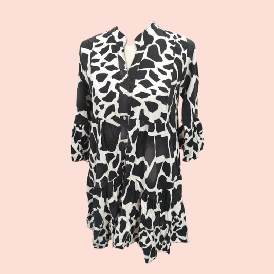 Kleid L Schwarz Weiß Giraffenmuster