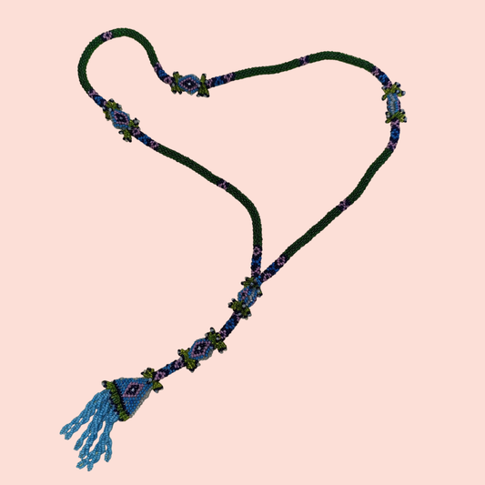 Halskette Perlenmuster (grün, blau, rosa, weiß)