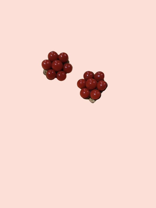 Vintage Ohrclips Rote Blumen
