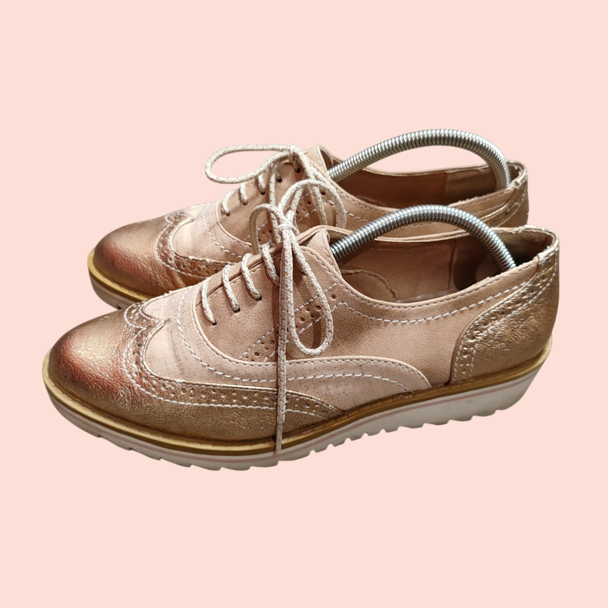 Schnurschuhe 38 Rosé und Gold