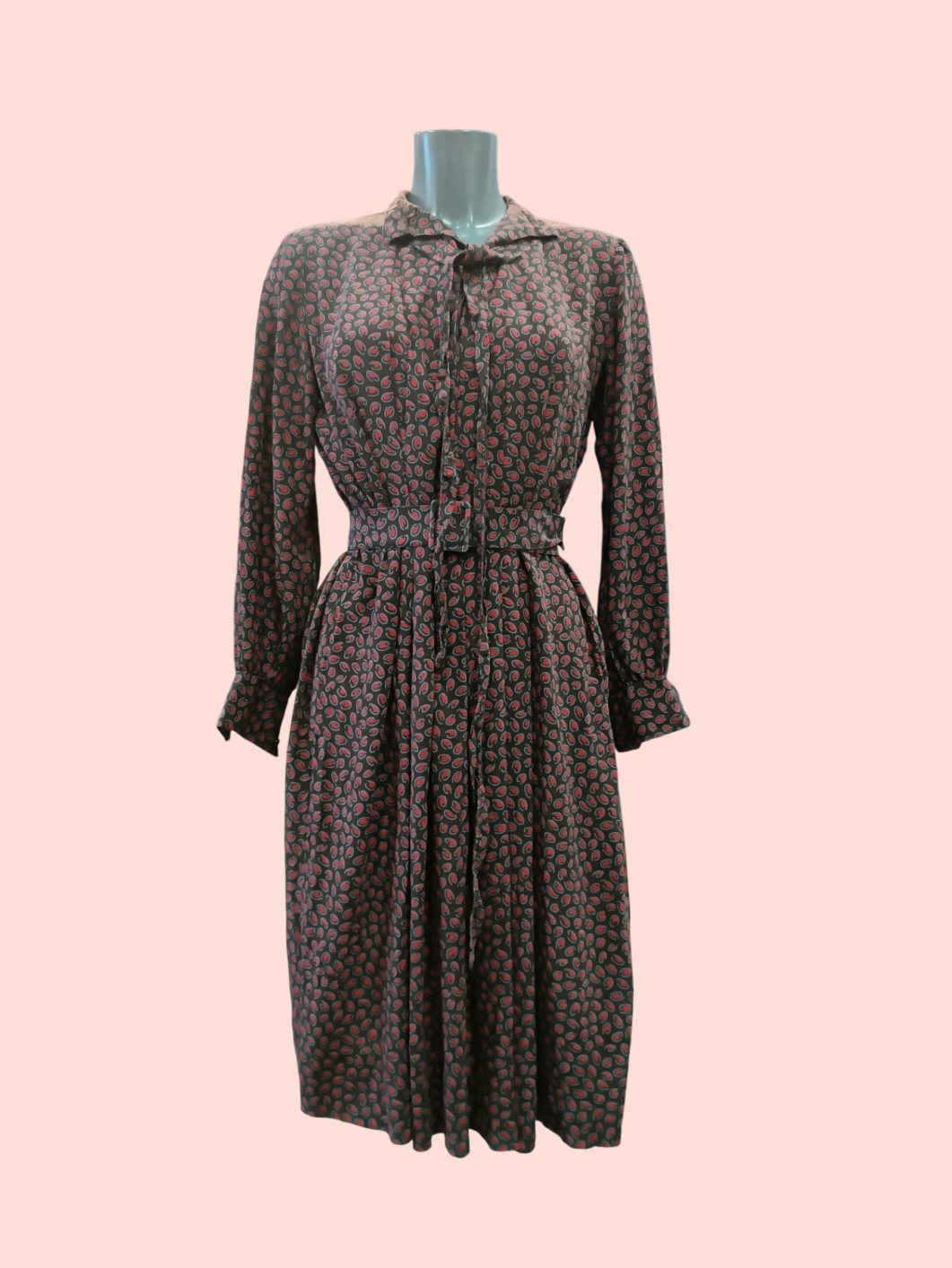 Guy Laroche Kleid S Braun mit rot-grauem Muster