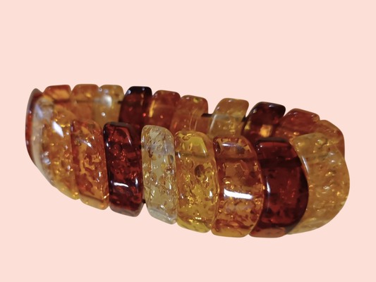 Armband gerundete Steine in Bernsteinfarben
