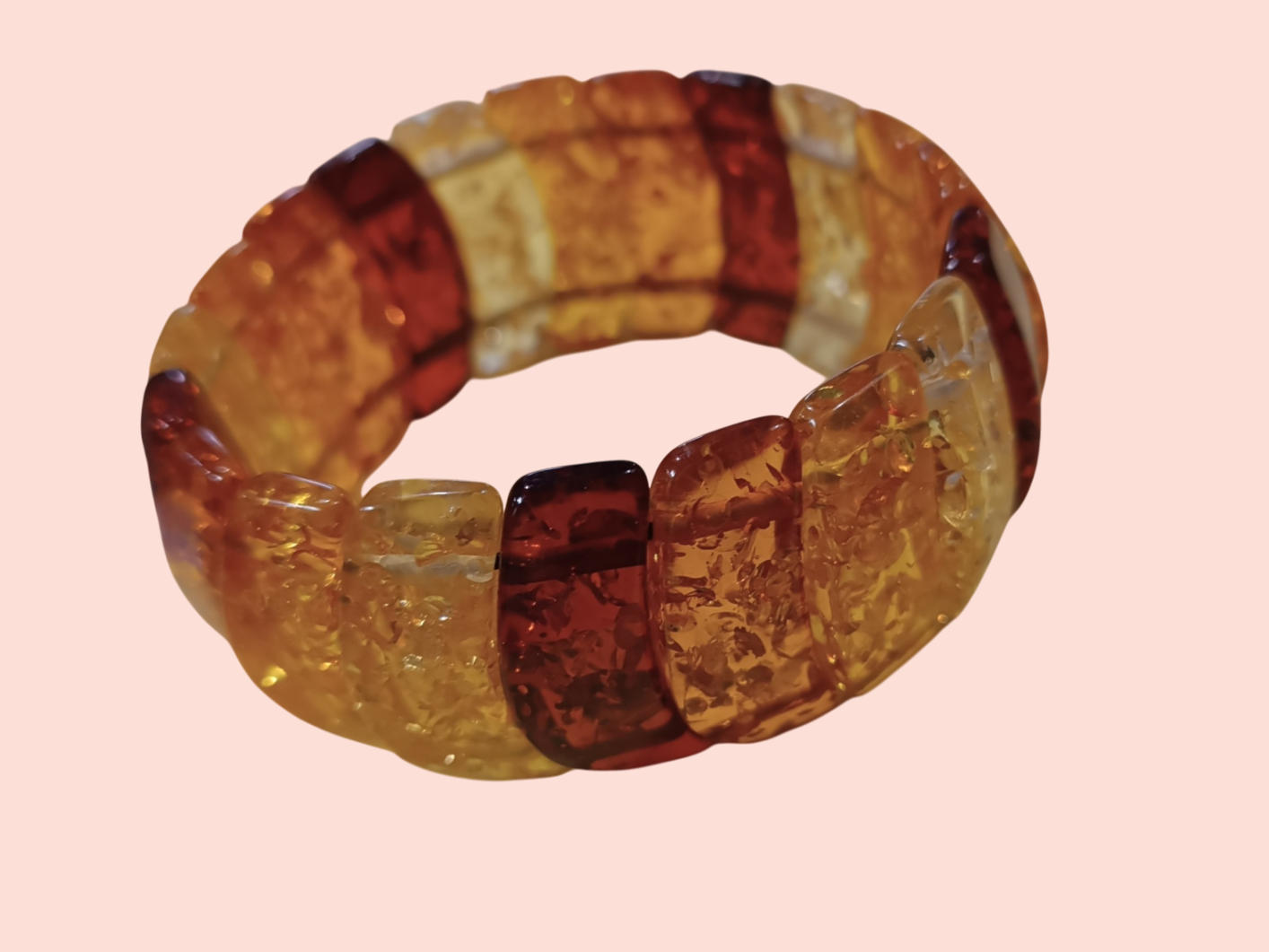 Armband gerundete Steine in Bernsteinfarben