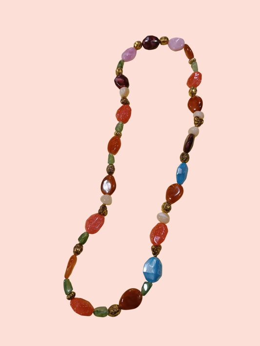 Halskette Multicolor (Bernstein, Quarz, Kunstkristalle)