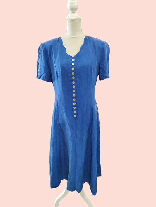 Vintage Seidenkleid L Blau