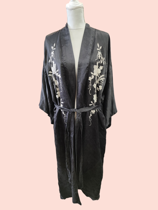 Golden Bee Kimono L Schwarz und Weiß