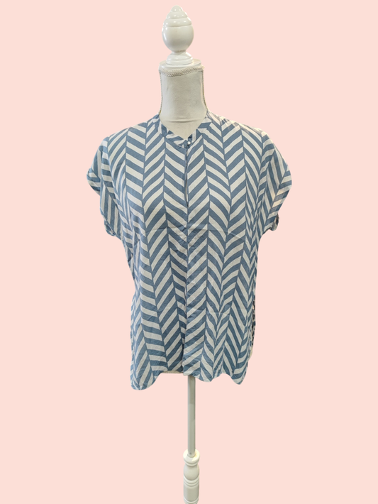 Vintage Bluse M Blau und Weiß