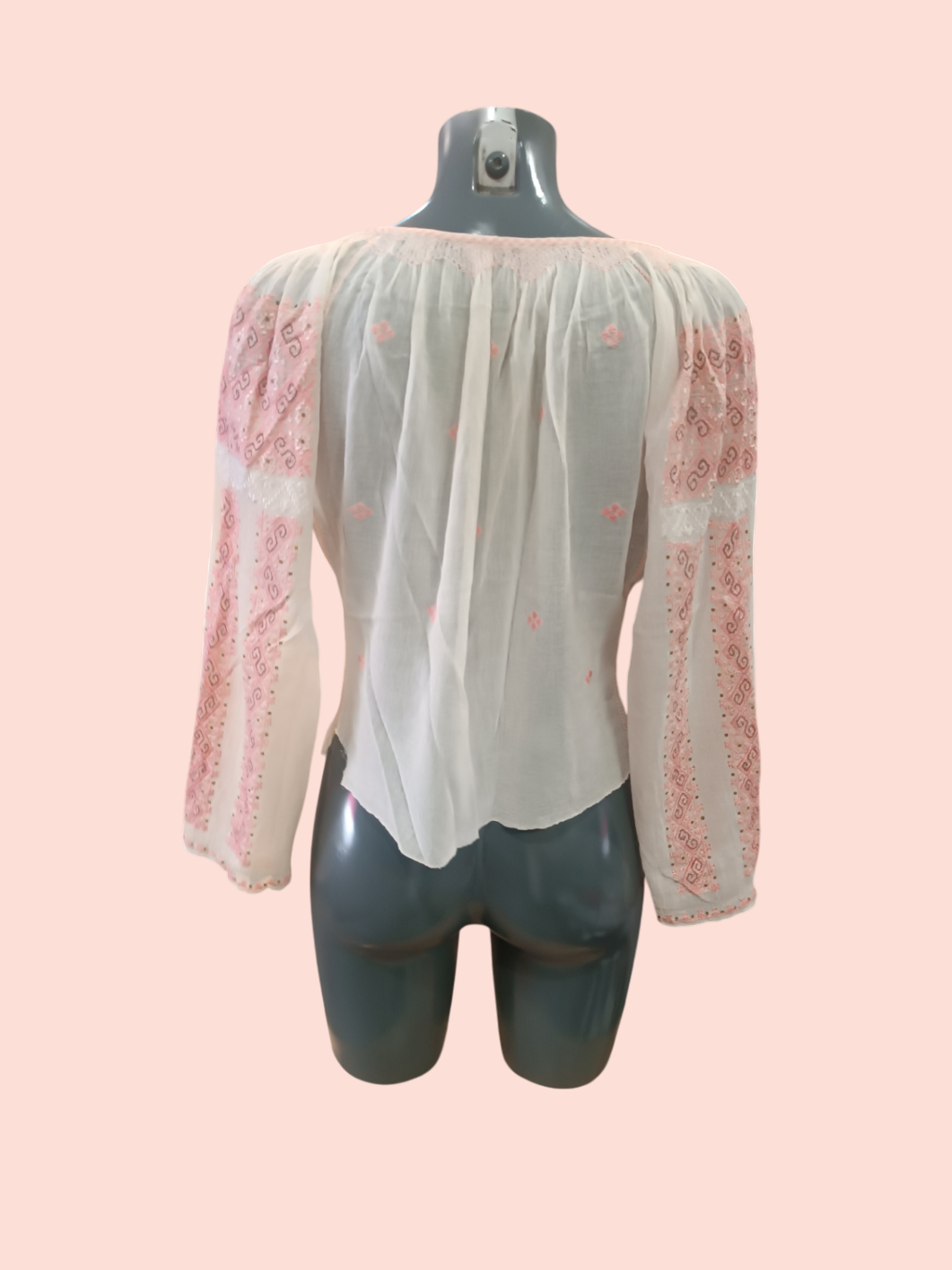Vintage Bluse S Weiß mit Stickerei