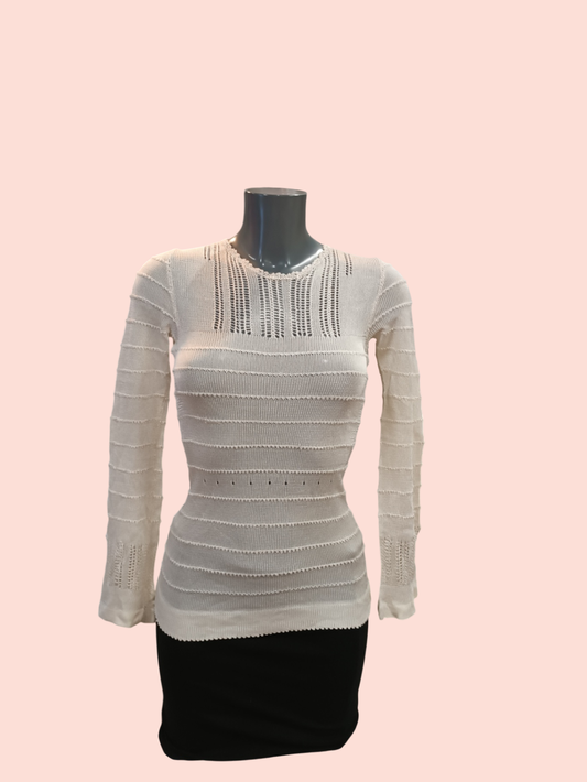 Vintage Pullover S Creme