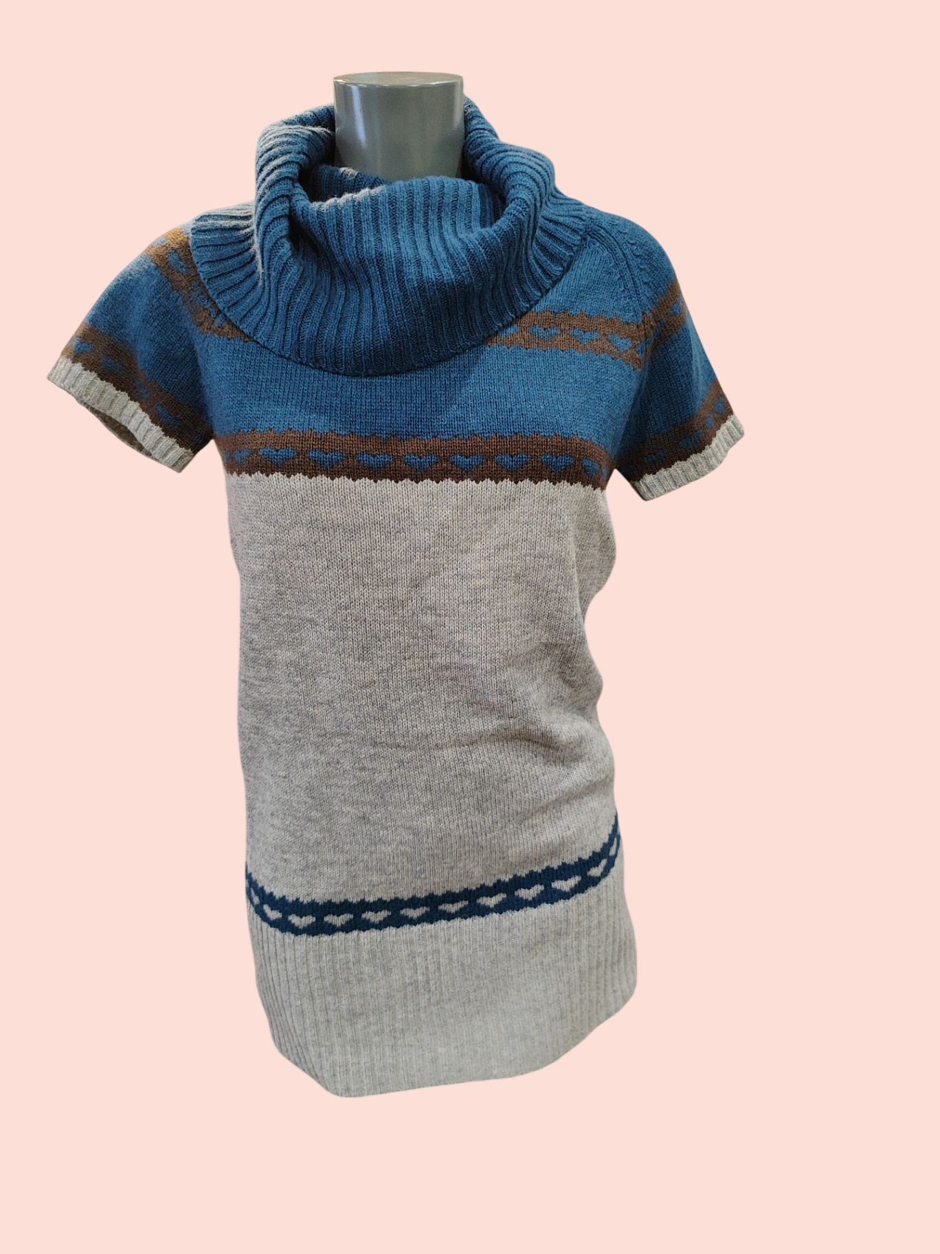ICHI Pulli L Grau, Blau, Braun