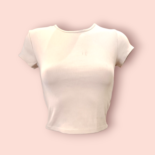 Bershka T-Shirt M Cropped Beige
