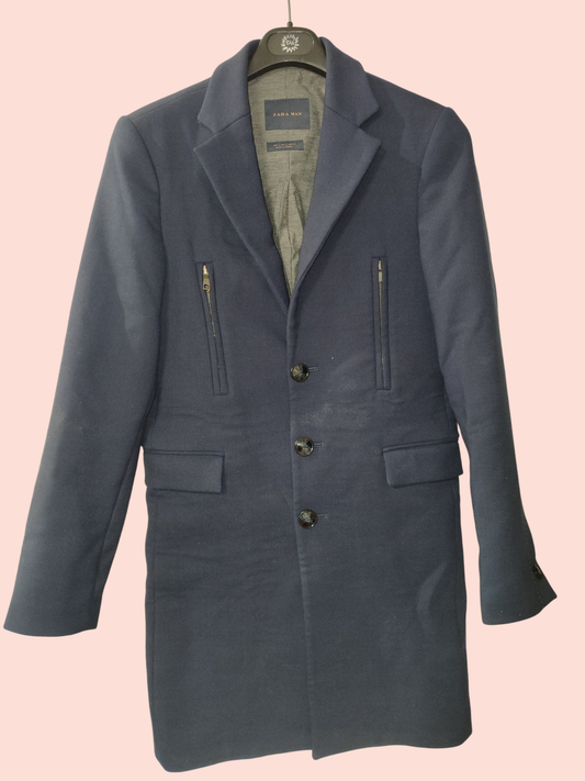 Zara Man Mantel S Dunkelblau
