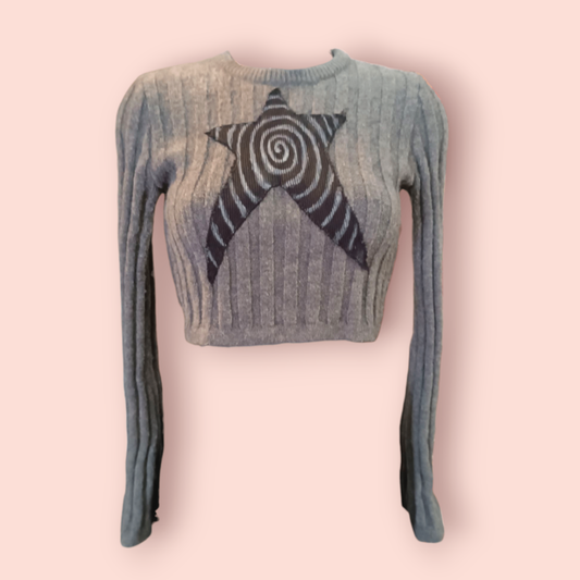 Handmade Upcycling Pullover M Grau
