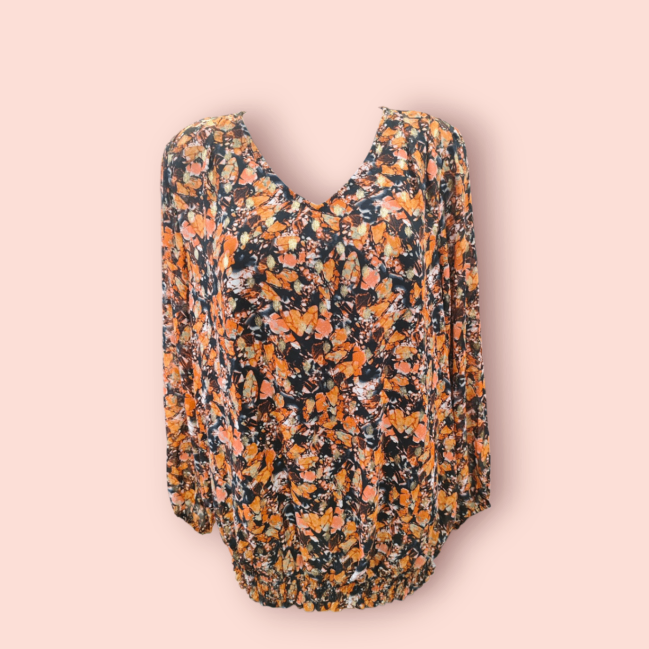 Zizzi Bluse S Mehrfarbig (Primär Orange, Schwarz, Weiß)