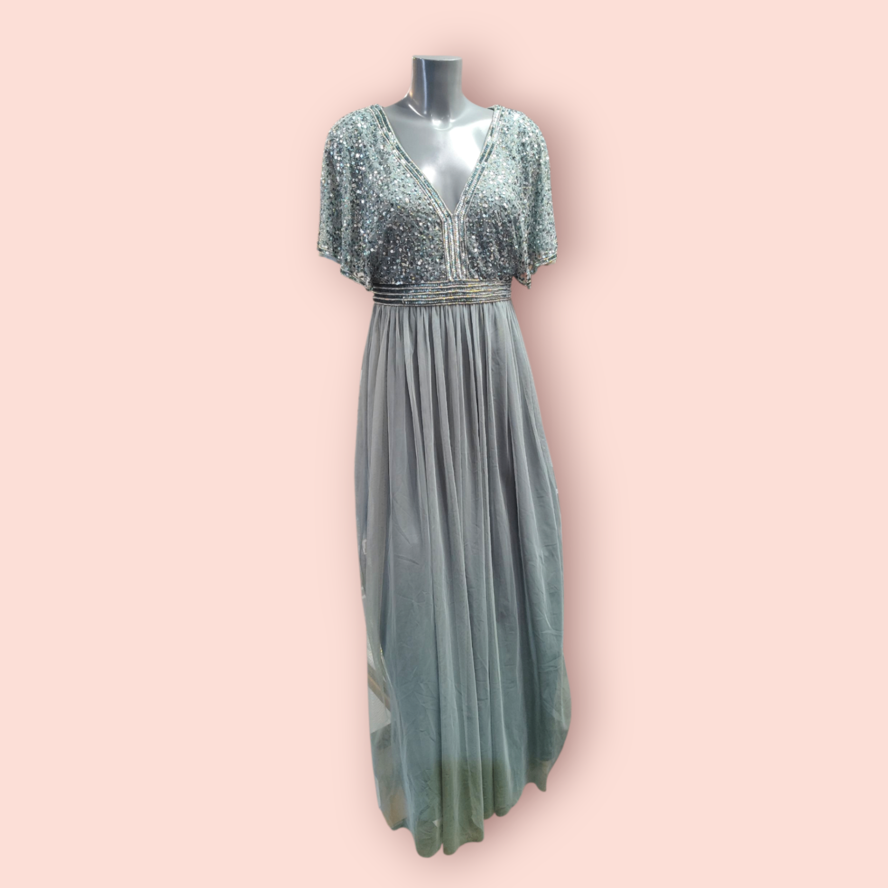 Jake's Kleid M Grün mit Pailetten und Tüll