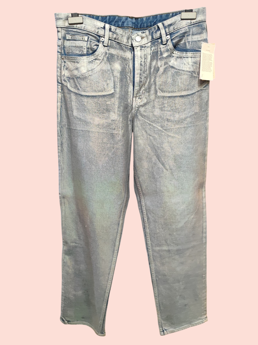 Monki Jeans L Grau schimmernd