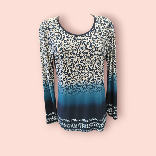 BLU Classic Bluse XXL Blau, Creme, Schwarz